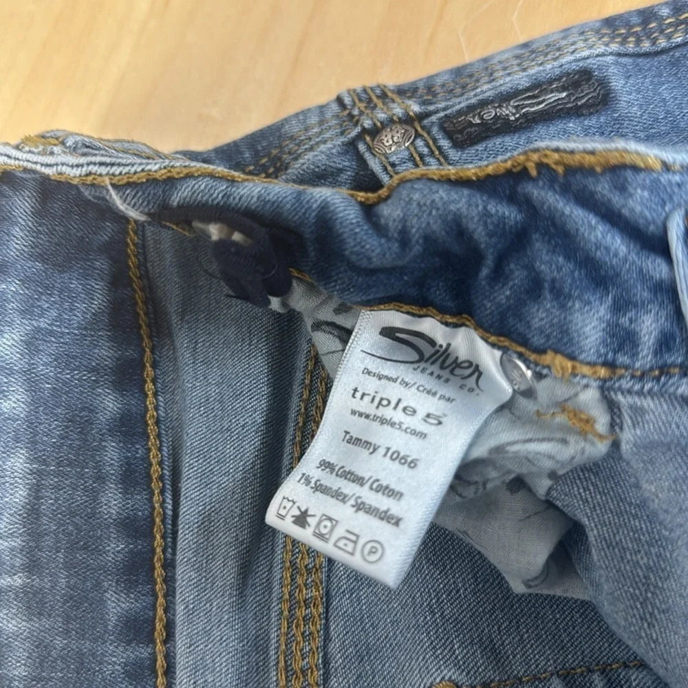 Silver Tammy Triple 5 Jeans youth Straight Leg Blue Denim adjustable waist sz 16